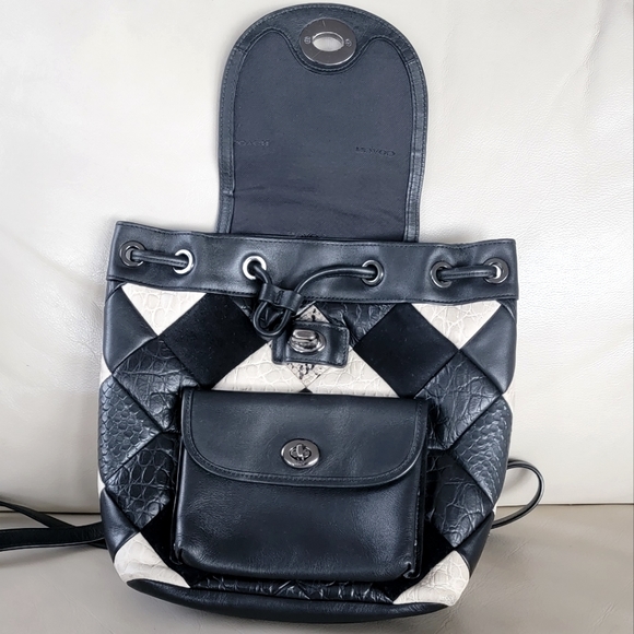 COACH Canyon Quilt Mini Turnlock Rucksack In Exotic Embossed Leather - Picture 3 of 6